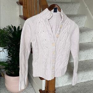 GAP Women's Light Pink Cable Knit Wool Cahsmere Blend Cardigan